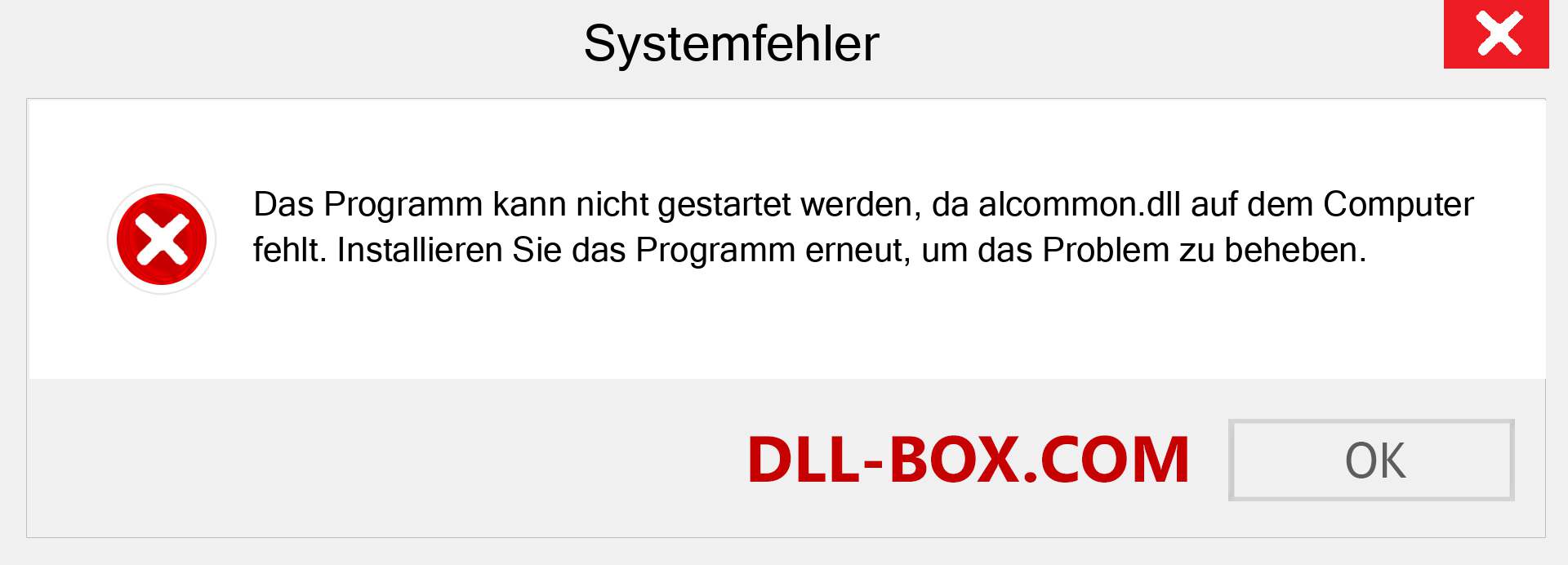 alcommon.dll-Datei fehlt?. Download für Windows 7, 8, 10 - Fix alcommon dll Missing Error unter Windows, Fotos, Bildern